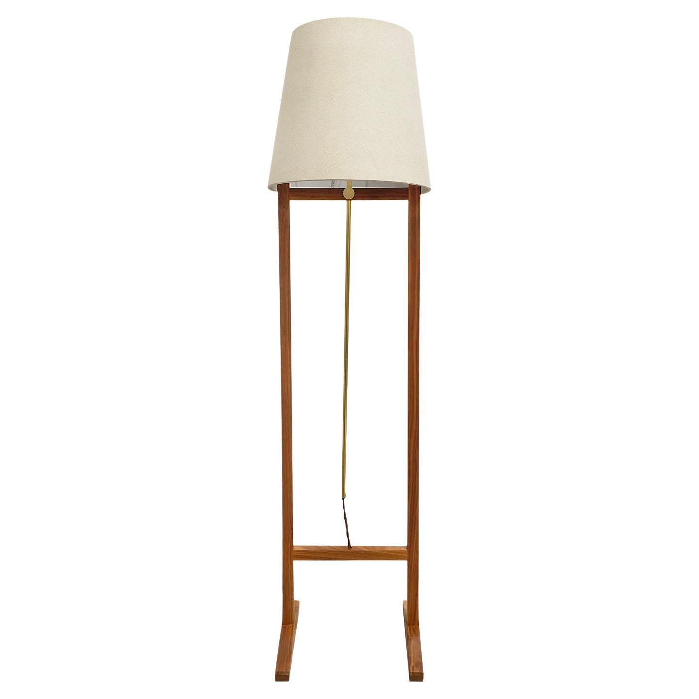 20th Century Swedish Svenskt Tenn Walnut Floor Lamp, Brass Light by Josef Frank