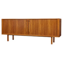 20th century swedish teak tambour front sideboard by Atvidabergs