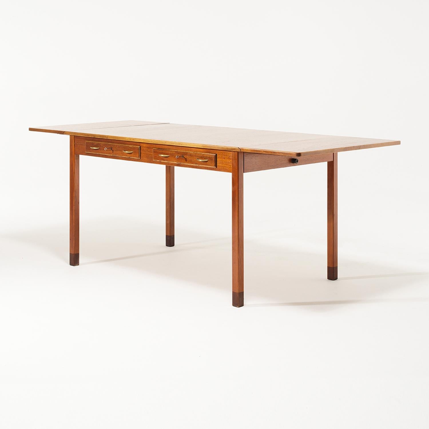 20th Century Swedish Teakwood Writing Table - Vintage Office Desk by David Rosén (Schwedisch) im Angebot