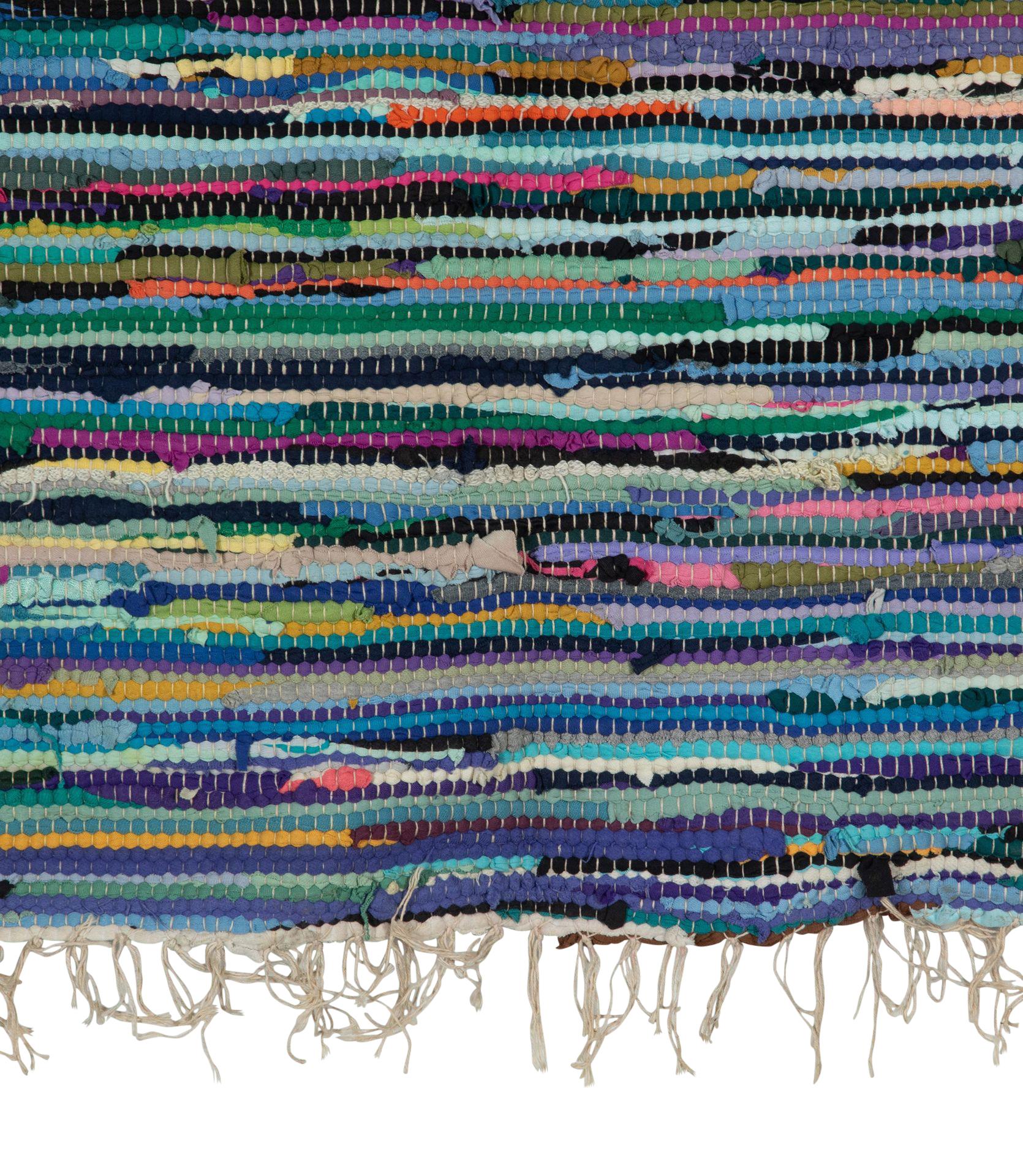 Tapis vintage suédois du 20e siècle en coton multicolore.    Vers 1950.      Sac 11 / Tapis 109