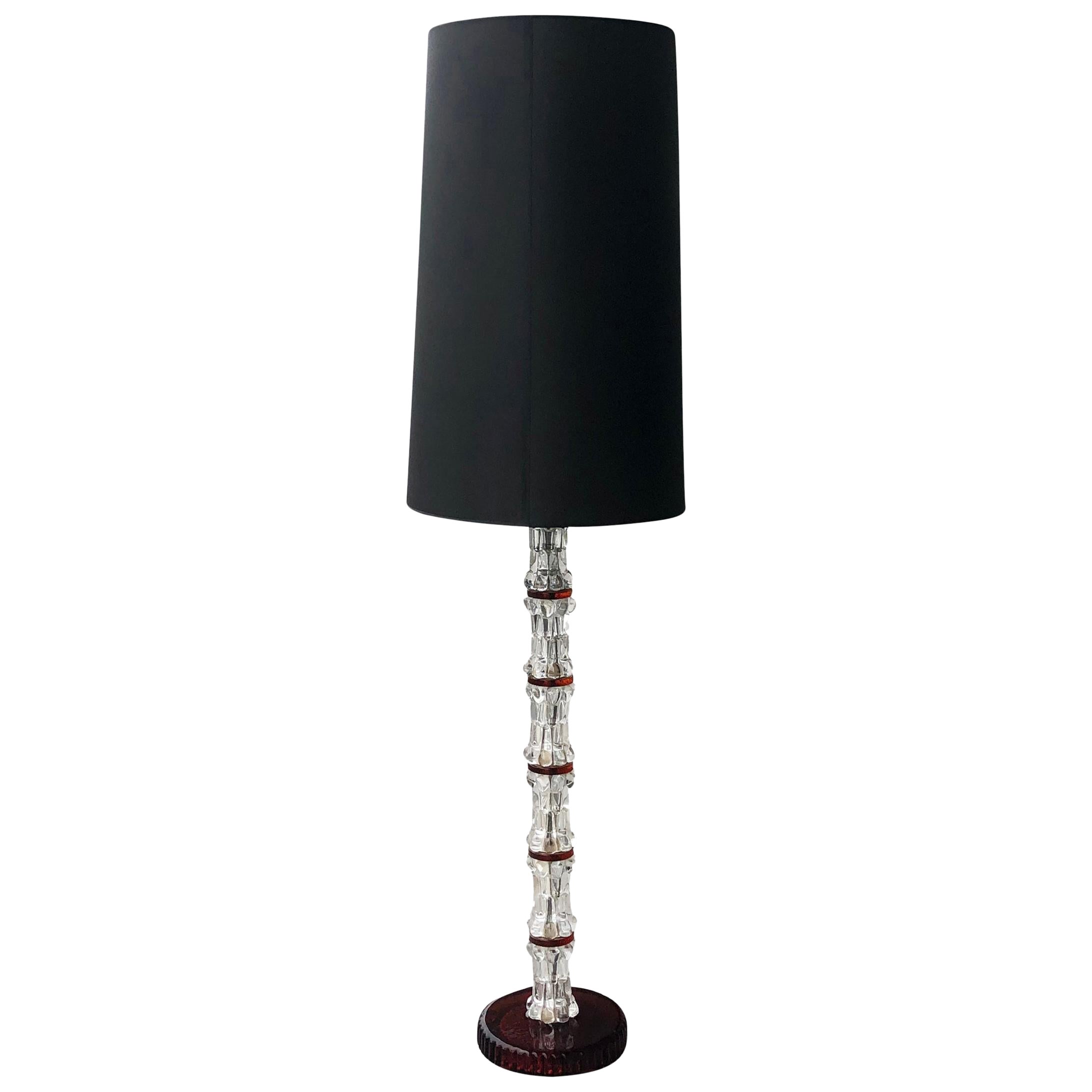 Lampada da terra Orrefors in vetro cristallo vintage svedese del XX secolo di Carl Fagerlund