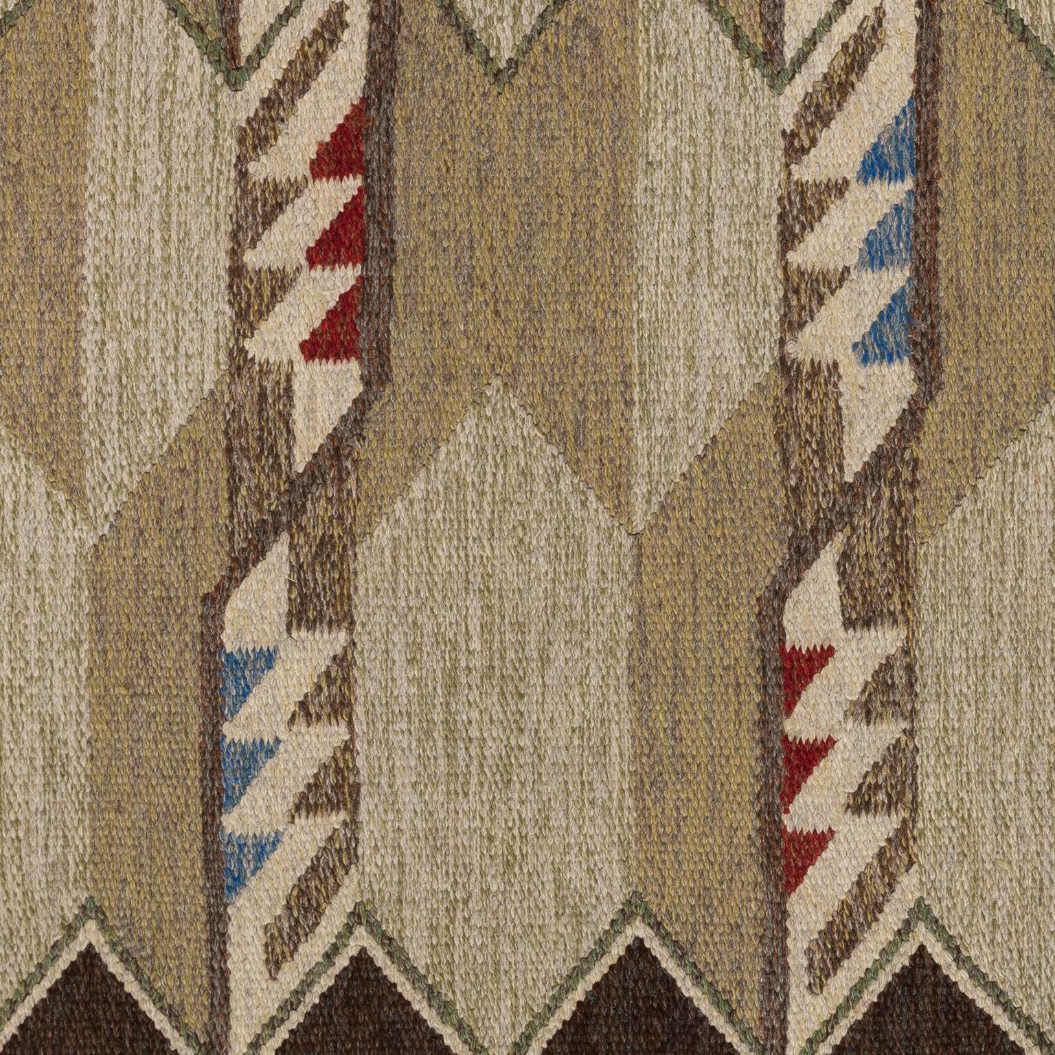 Scandinavian Modern 20th Century Swedish Vintage Flat-Weave Carpet