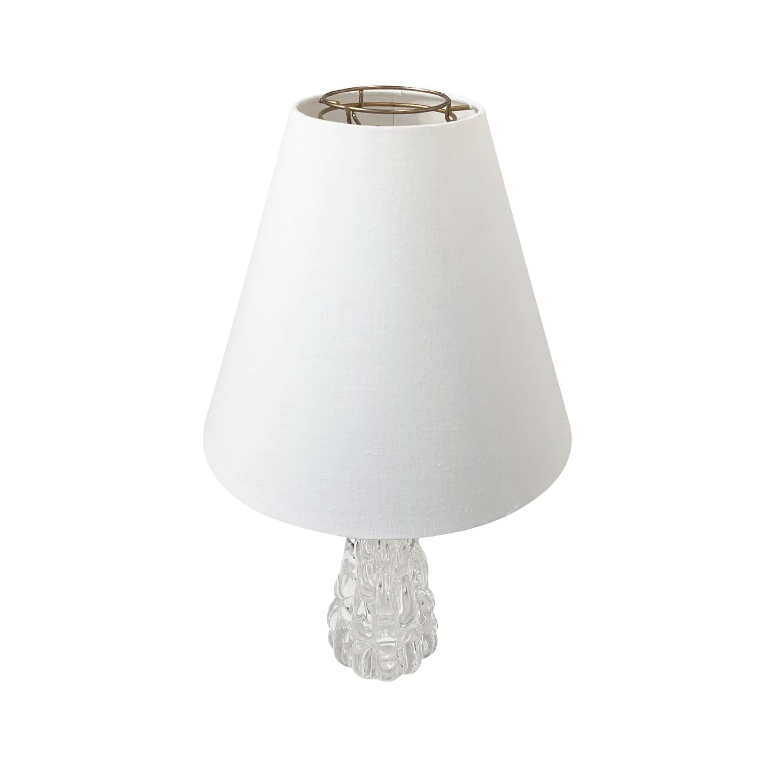 Mid-Century Modern Lampe de bureau suédoise vintage en verre Orrefors du XXe siècle, Carl Fagerlund en vente