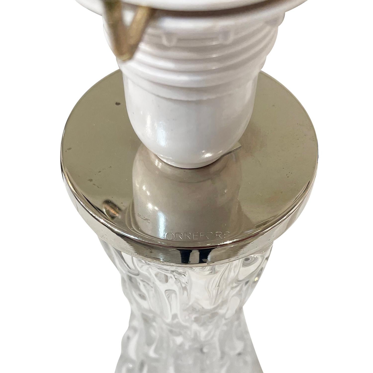 Métal Lampe de bureau suédoise vintage en verre Orrefors du XXe siècle, Carl Fagerlund en vente