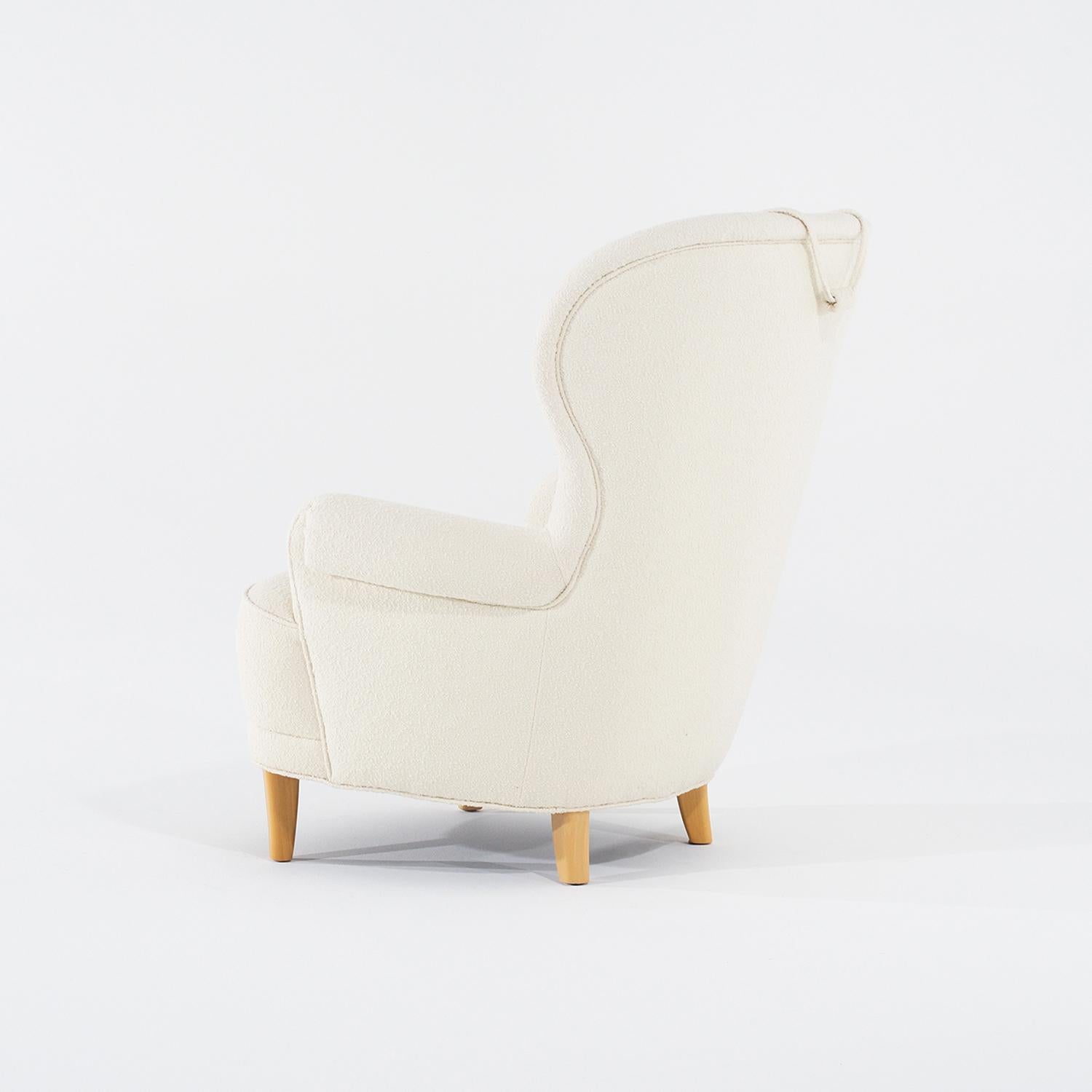 Chaise longue et pouf Rundrygg vintage suédois du 20e siècle par Carl Malmsten en vente 2
