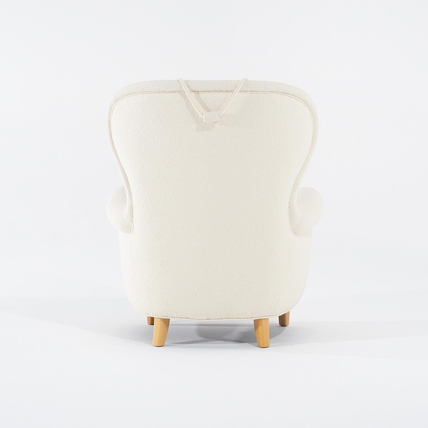 20th Century Swedish Vintage Rundrygg Lounge Chair & Footstool by Carl Malmsten For Sale 5