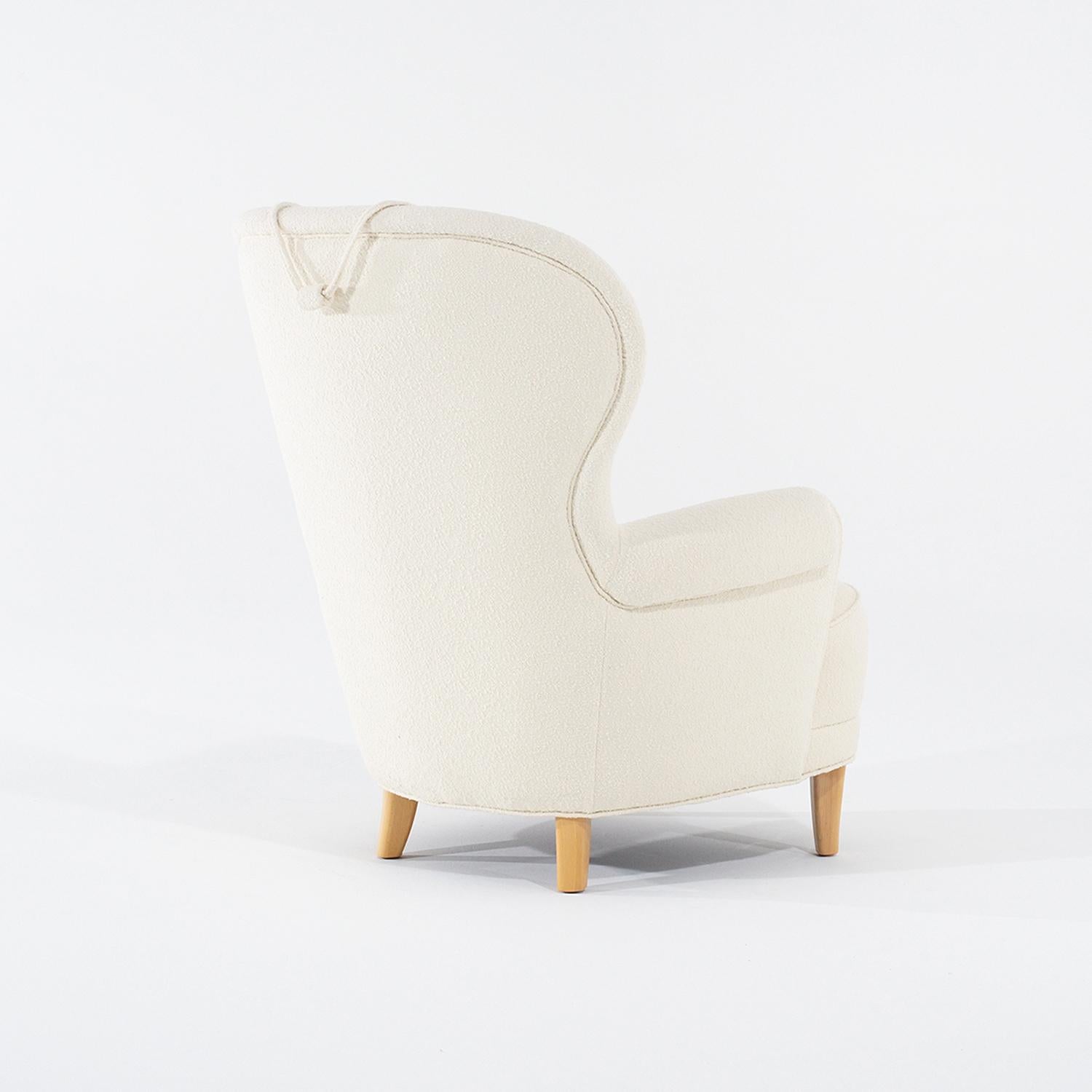 Chaise longue et pouf Rundrygg vintage suédois du 20e siècle par Carl Malmsten en vente 4
