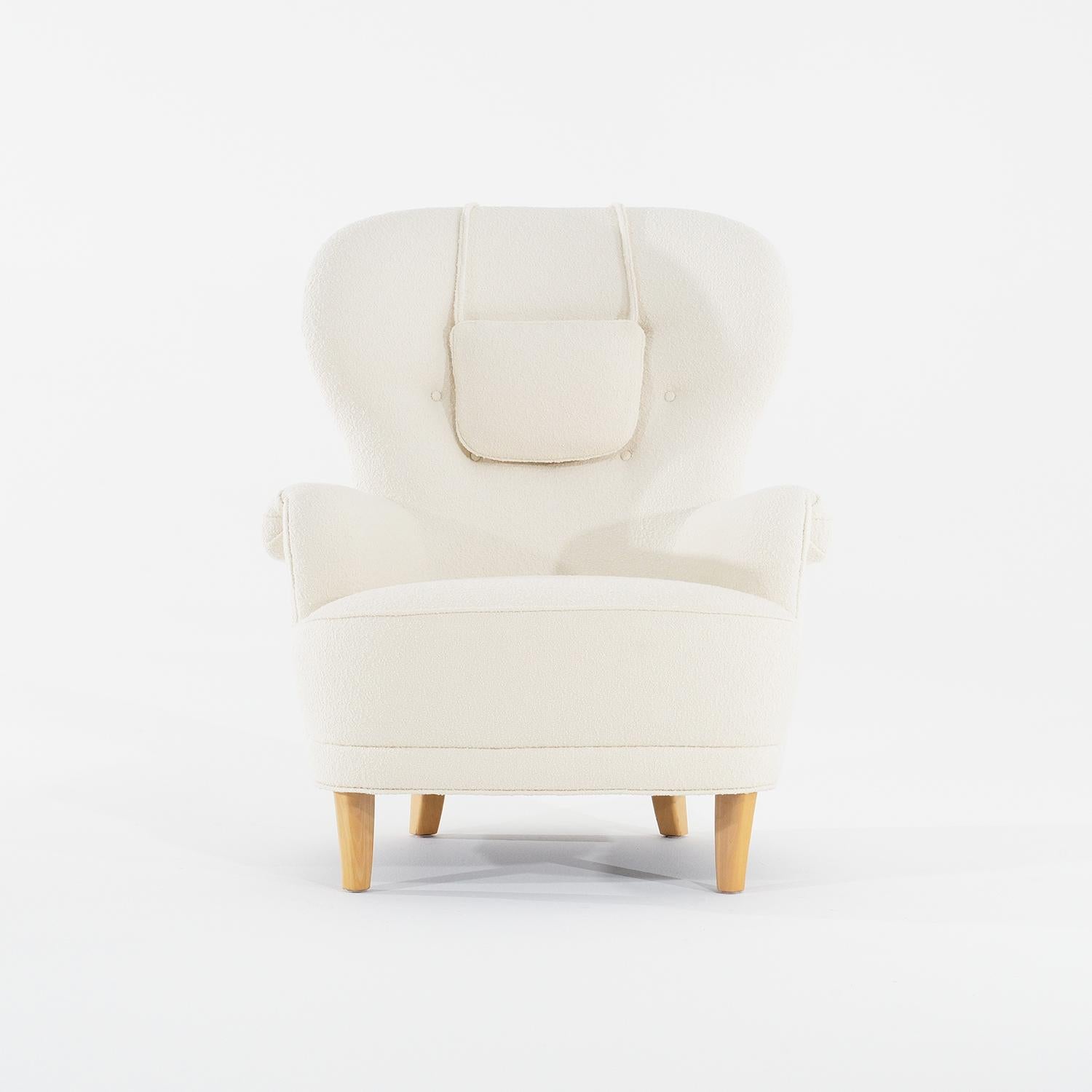 20ième siècle Chaise longue et pouf Rundrygg vintage suédois du 20e siècle par Carl Malmsten en vente