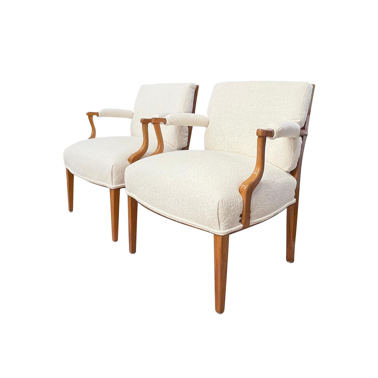 Hand-Carved 20th Century Swedish Vintage Svenskt Tenn Pair of Beech Armchairs by Josef Frank For Sale