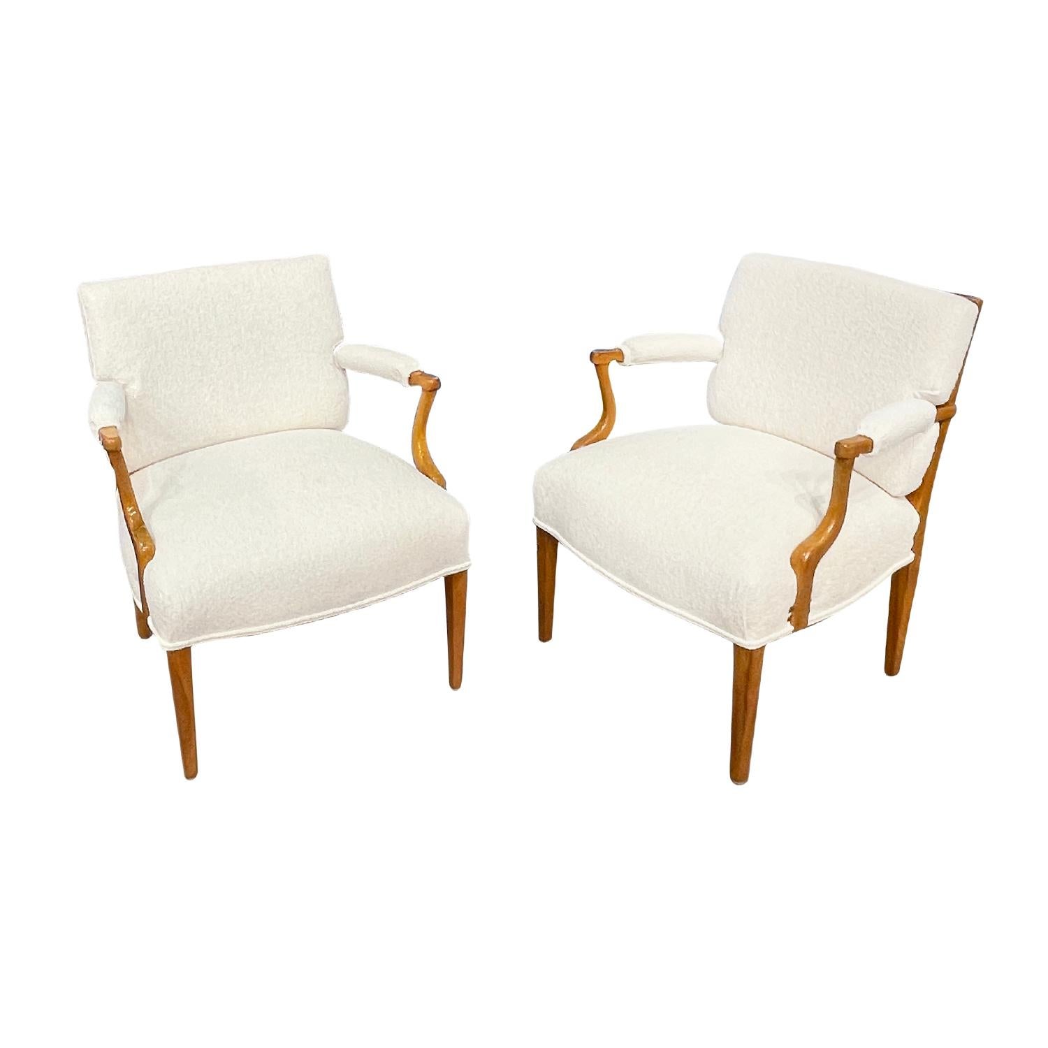 20th Century Swedish Vintage Svenskt Tenn Pair of Beech Armchairs by Josef Frank In Good Condition For Sale In West Palm Beach, FL