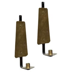 20th century Swedish wall candlescones pewter brass and iron. Handmade Folk art