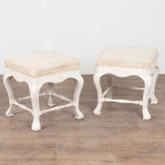 20th Century Swedish White Tabouret Pair of Stools