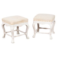 20th Century Swedish White Tabouret Pair of Stools