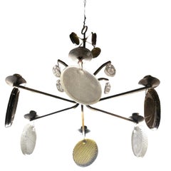 20th Century Swedish Wrought Iron Hanging, Ceiling Candelabra by Erik Hoeglund