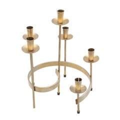 20th Century Swedish Ystad-Metall Candlestick, Golden Holder by Gunnar Ander