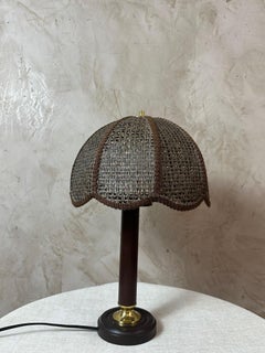 20th century Swiss Design Dark Bamboo and Brass Lamp Table, 1970s