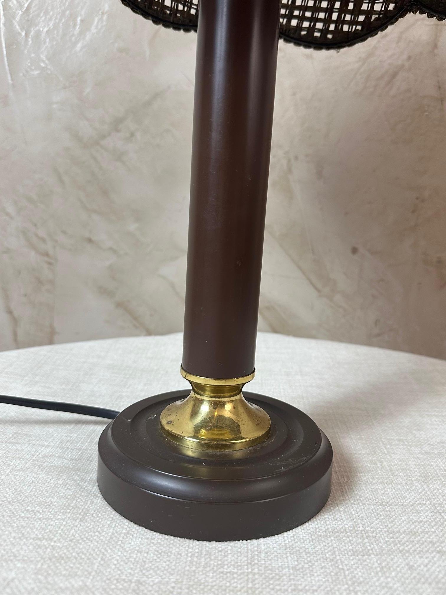 20th century Swiss Design Dark Bamboo and Brass Lamp Table, 1970s For Sale 2