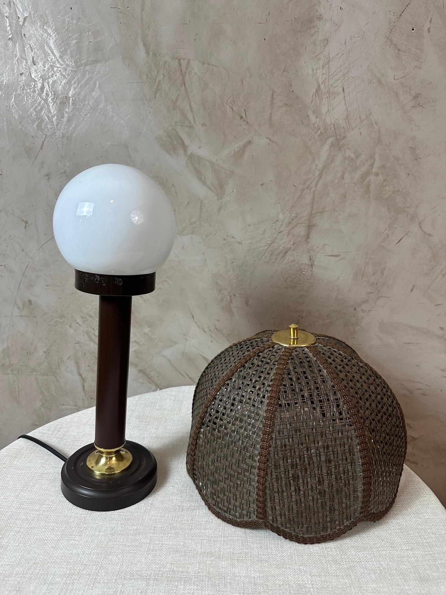 20th century Swiss Design Dark Bamboo and Brass Lamp Table, 1970s For Sale 4