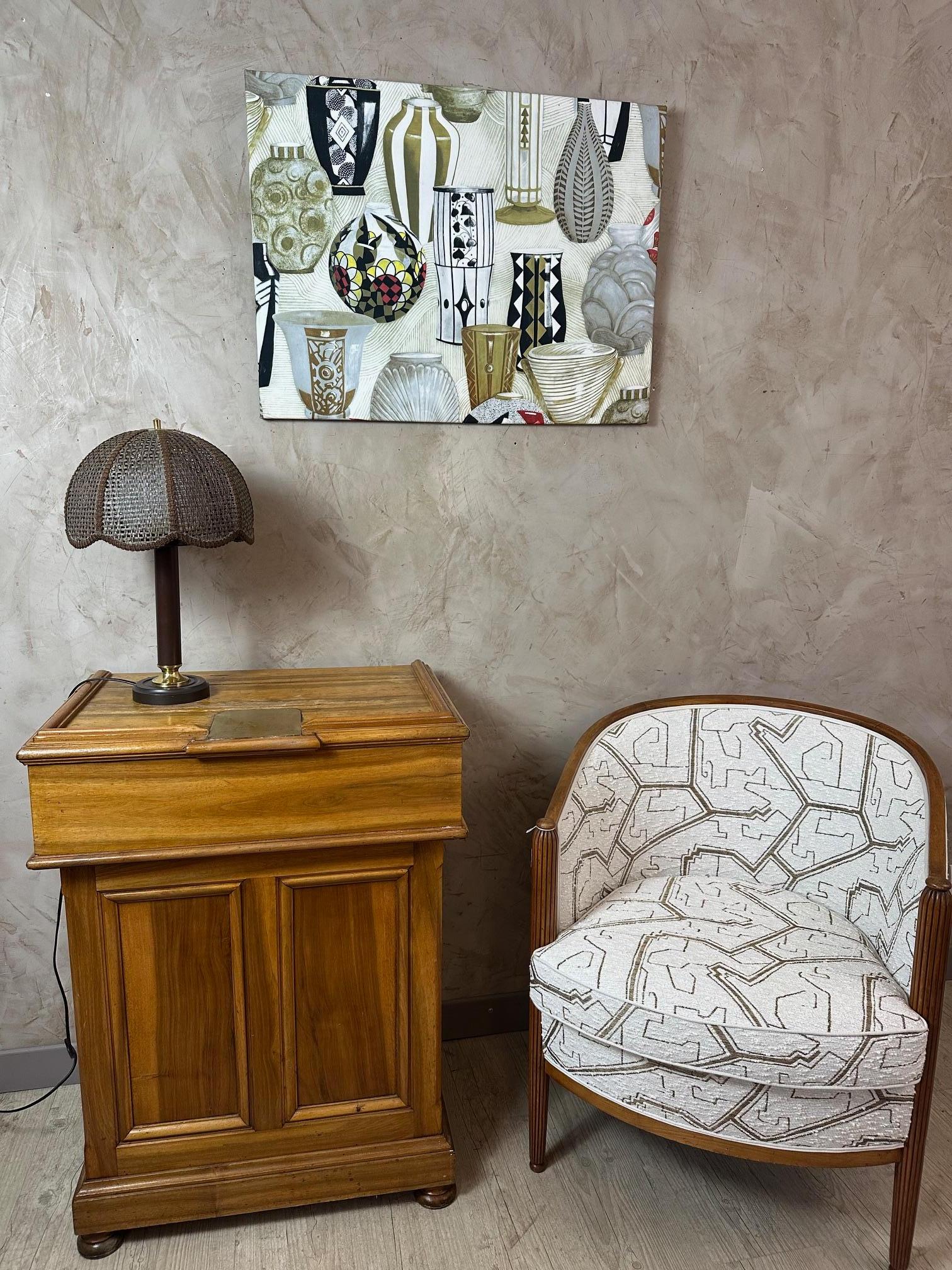 20th century Swiss Design Dark Bamboo and Brass Lamp Table, 1970s For Sale 5