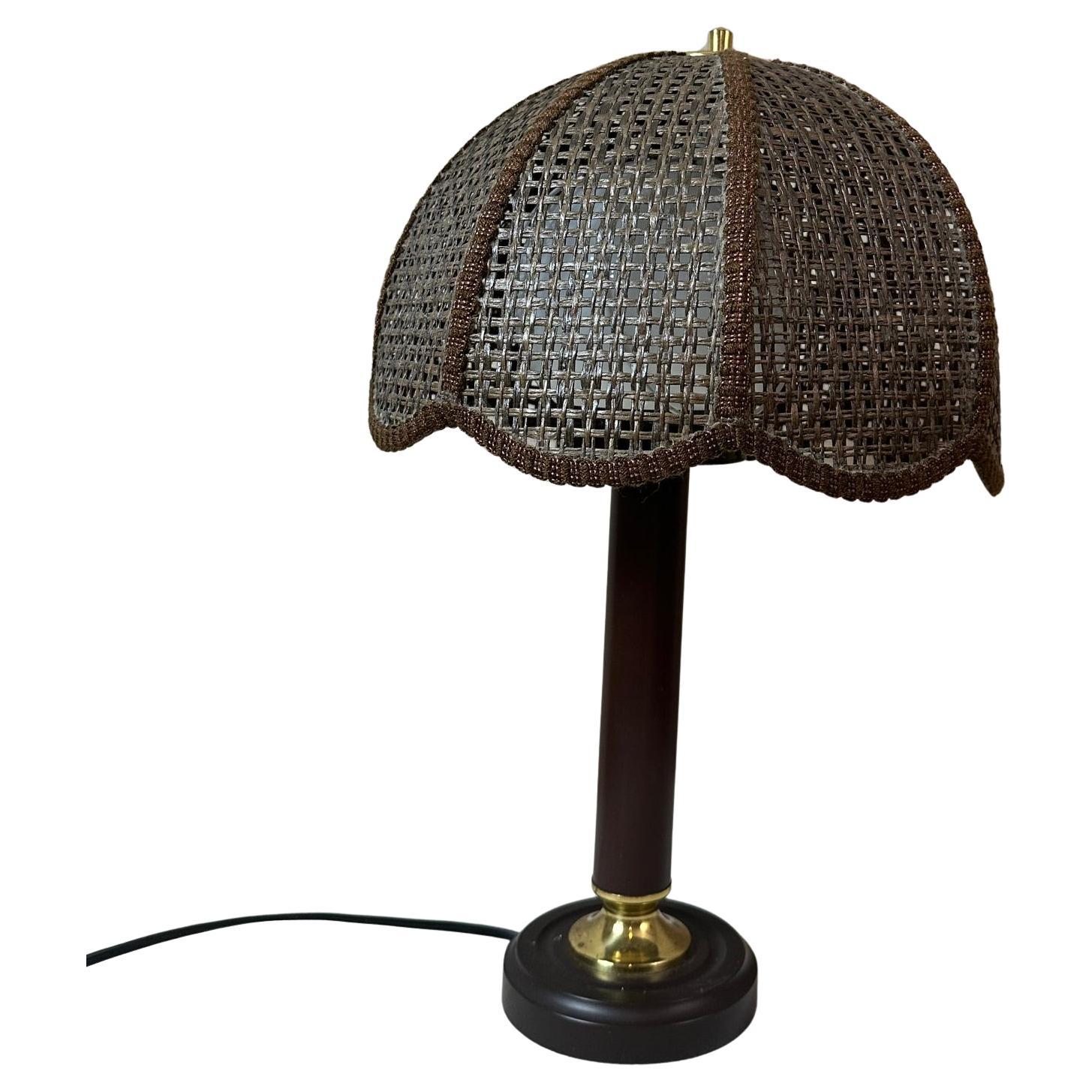 20th century Swiss Design Dark Bamboo and Brass Lamp Table, 1970s For Sale