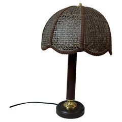 20th century Swiss Design Dark Bamboo and Brass Lamp Table, 1970s