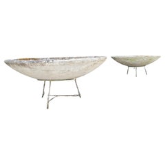 20th Century Swiss Pair of Vintage Saucer Cement Planters by Willy Guhl, Eternit