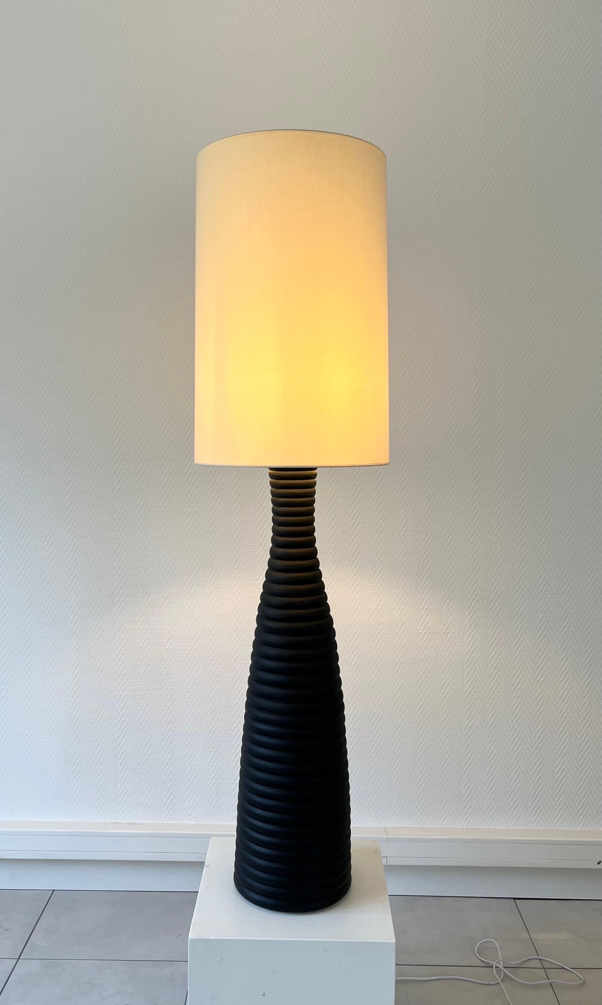 Modern 20th century table lamp / standing lamp in black ceramic For Sale