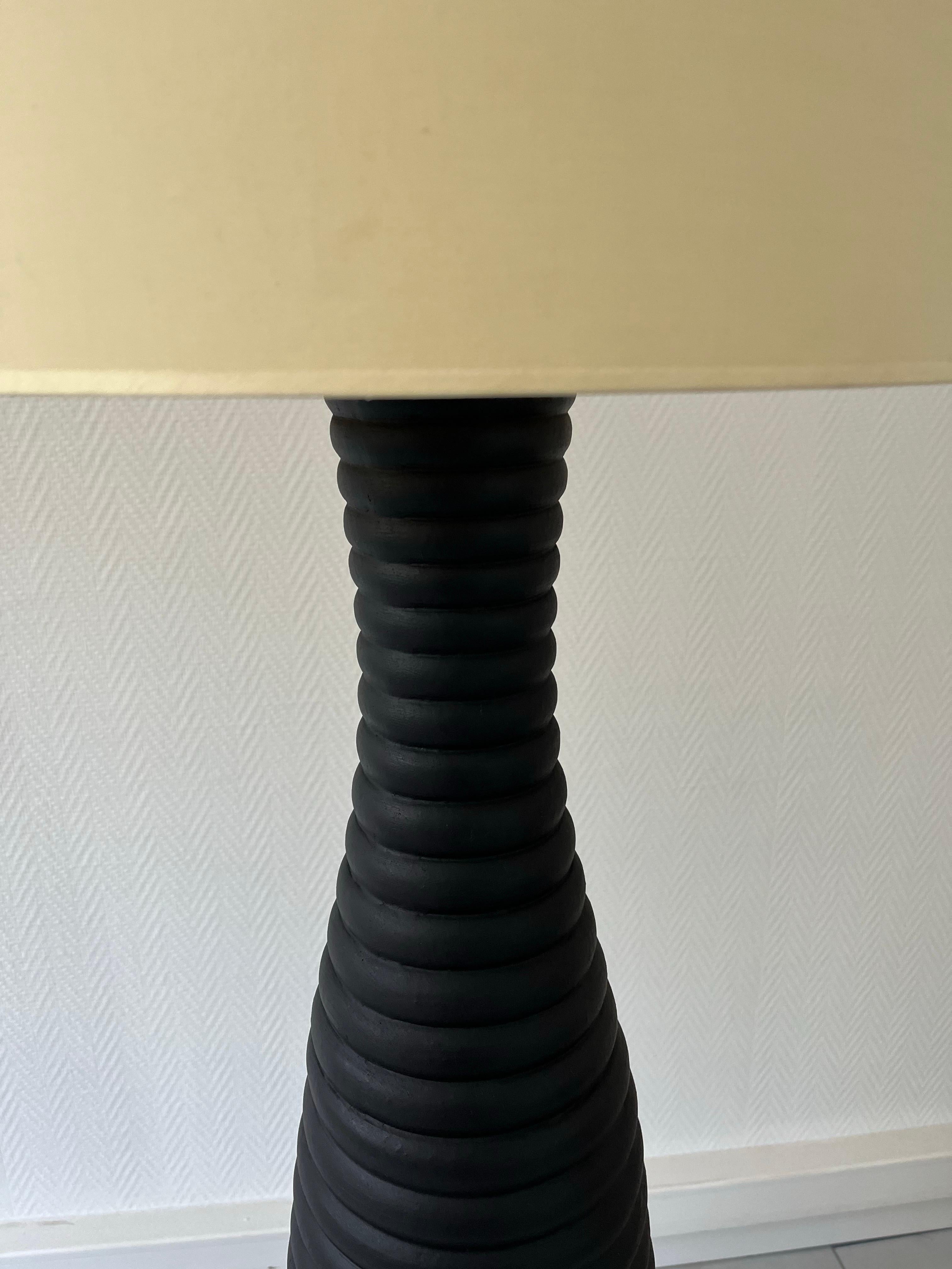 20th century table lamp / standing lamp in black ceramic In Excellent Condition For Sale In SAINT-OUEN-SUR-SEINE, FR