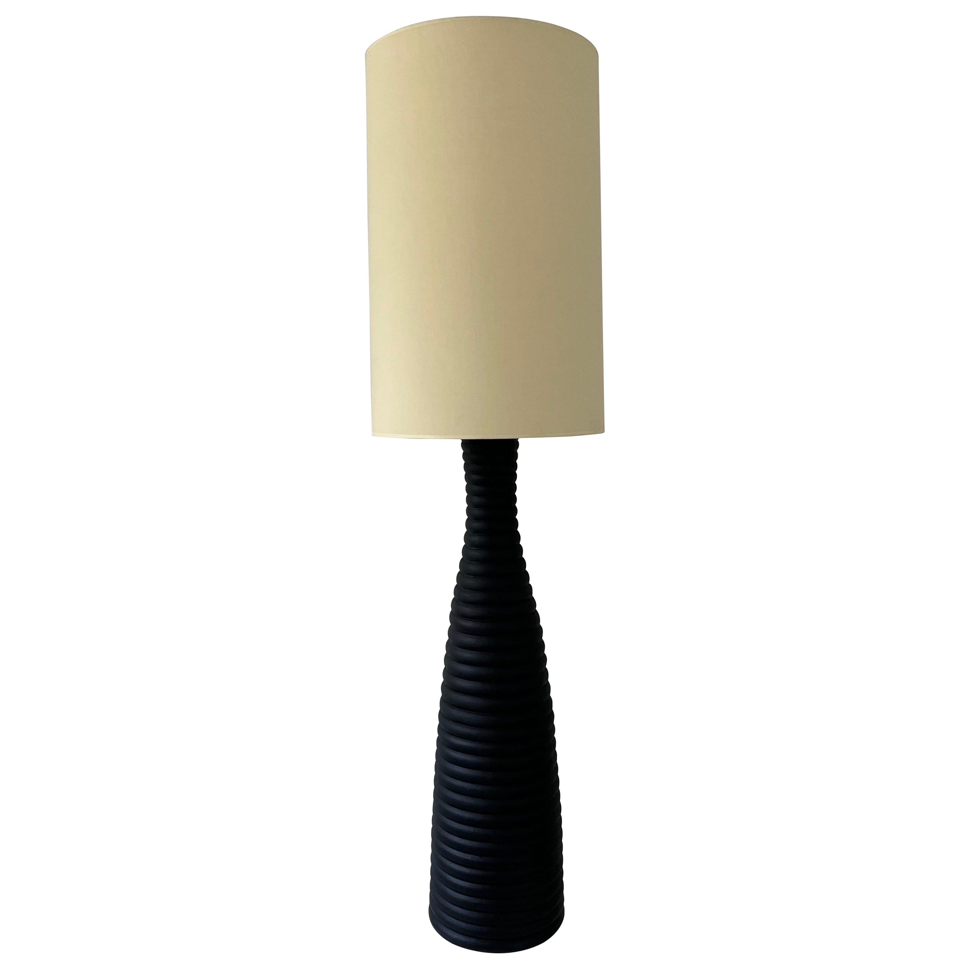 20th century table lamp / standing lamp in black ceramic For Sale