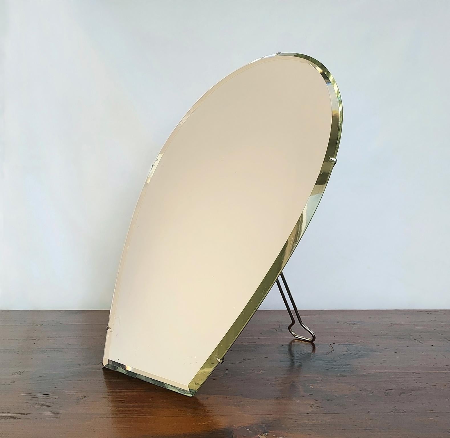 Italian 20th Century Vanity Mirror in Crystal and Wood by Tenca & C Italy For Sale