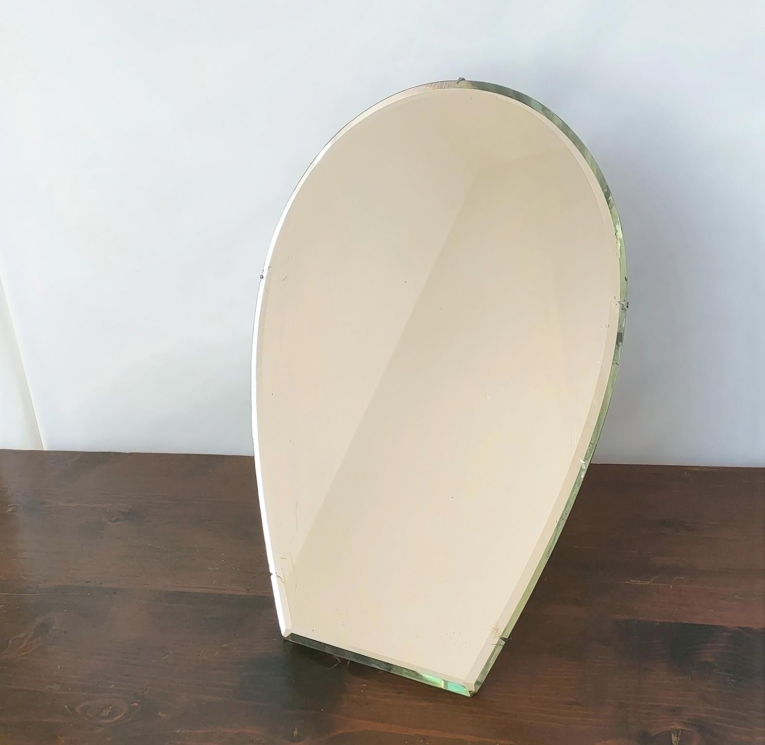 Miroir de courtoisie du 20e siècle en cristal et Wood A.I.C. Italie Bon état - En vente à Montecatini Terme, IT