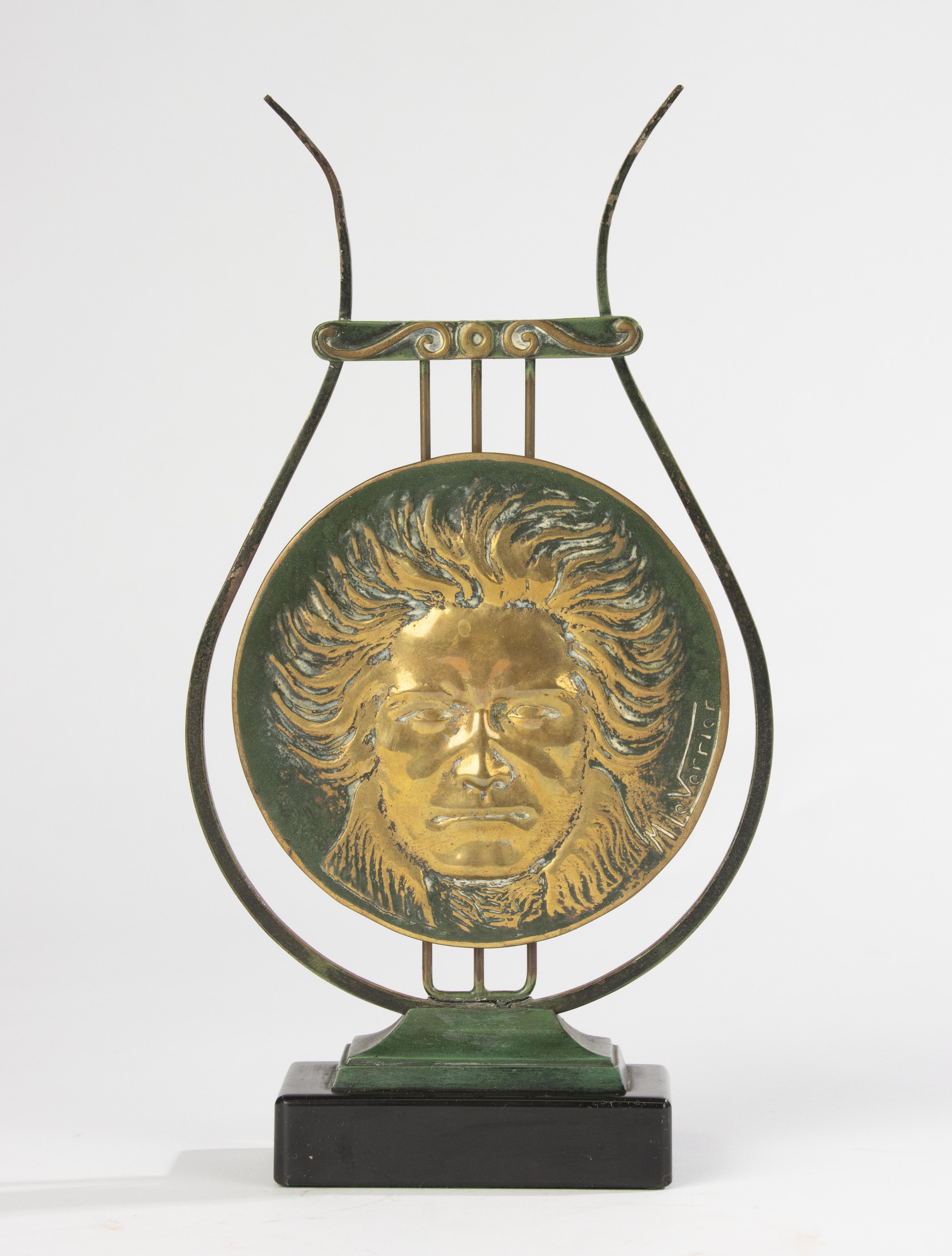 Art Deco 20th Century Table Sculpture - Max Le Verrier - Patinated Brass - Beethoven For Sale
