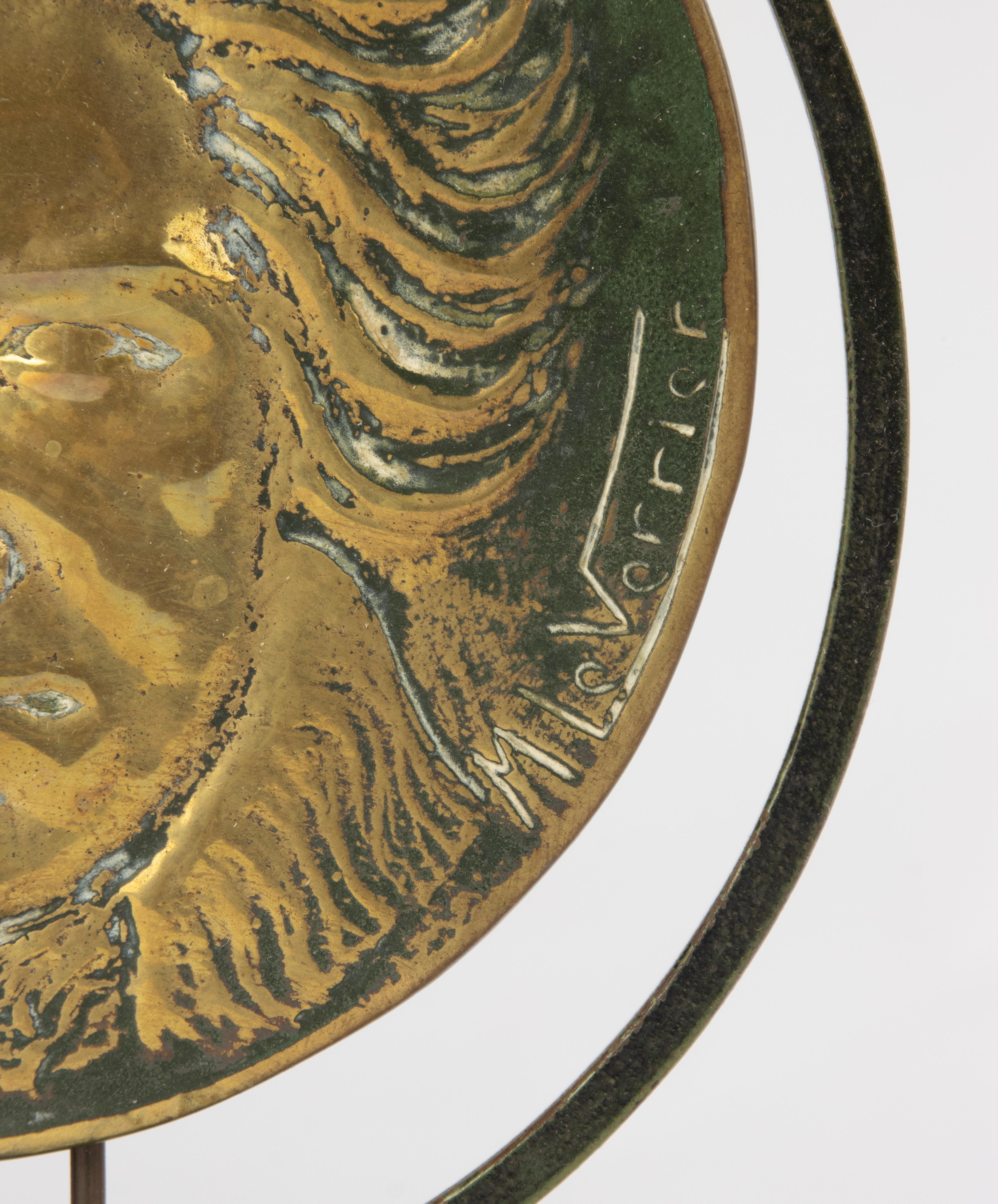 French 20th Century Table Sculpture - Max Le Verrier - Patinated Brass - Beethoven For Sale