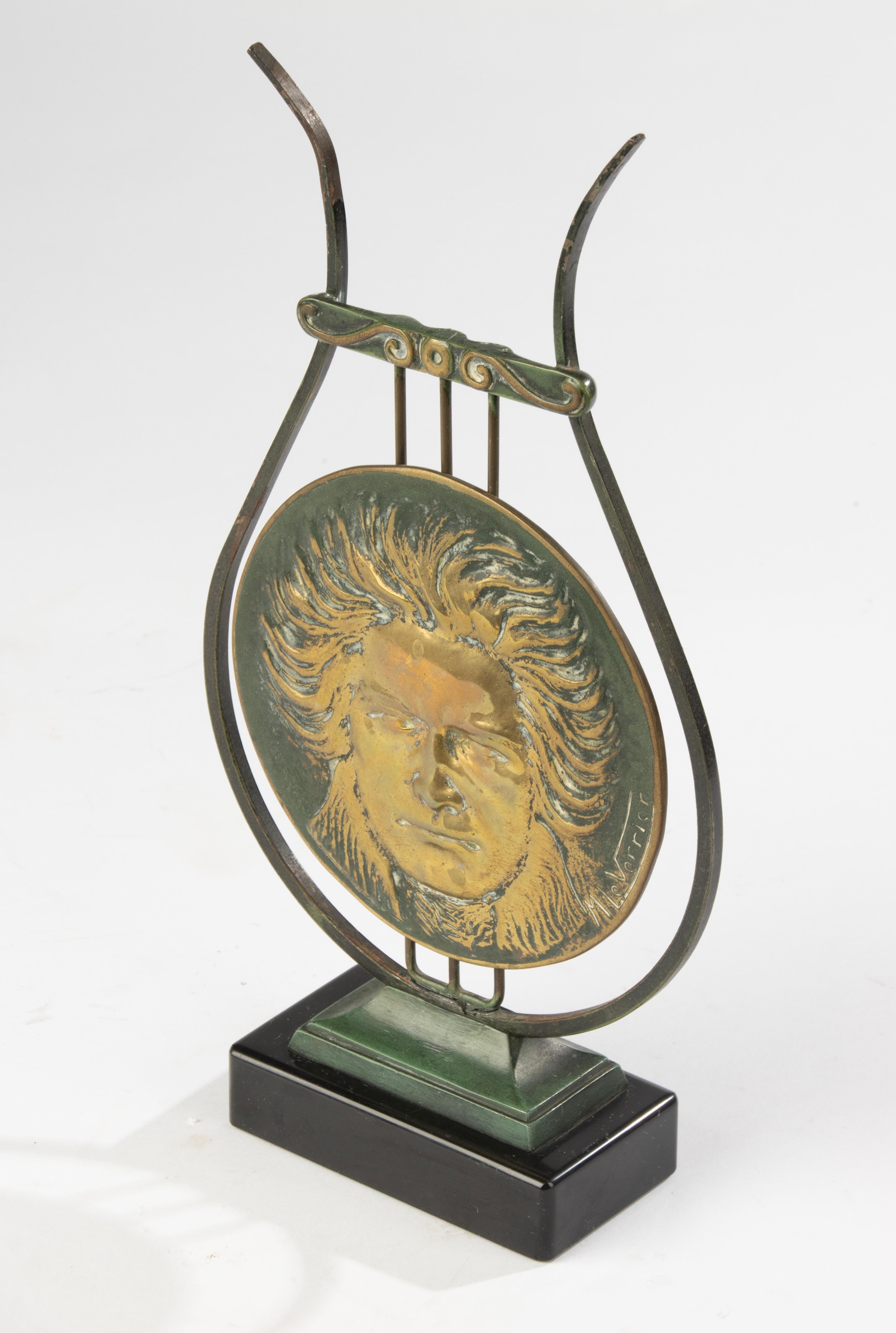 20th Century Table Sculpture - Max Le Verrier - Patinated Brass - Beethoven For Sale 1