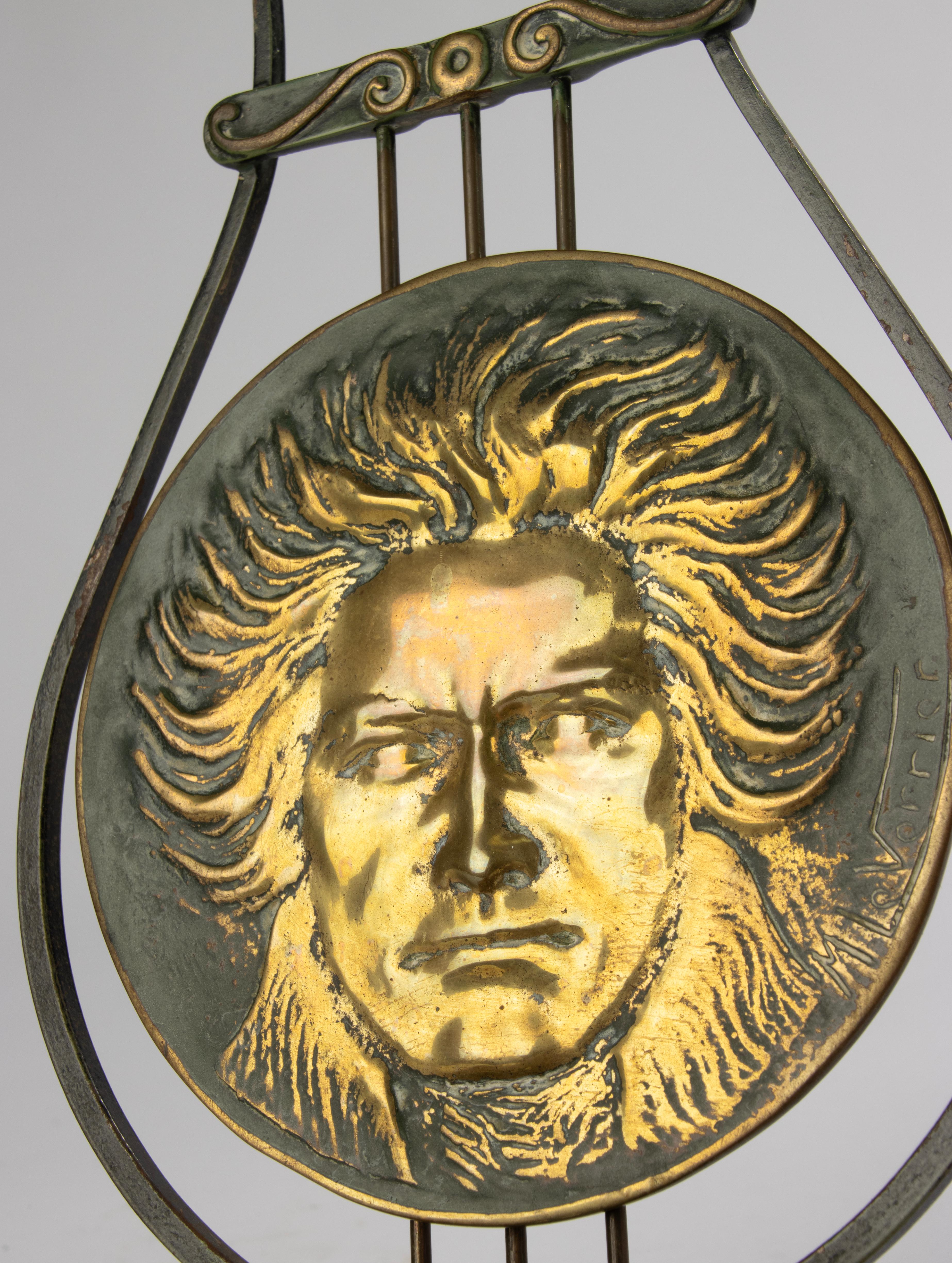 20th Century Table Sculpture - Max Le Verrier - Patinated Brass - Beethoven For Sale 2