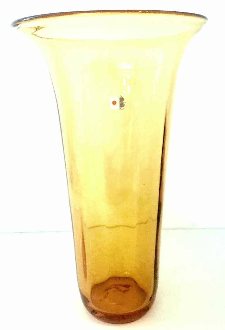 20th Century Tall Amber Optic Art Glass Vase by Blenko For Sale at