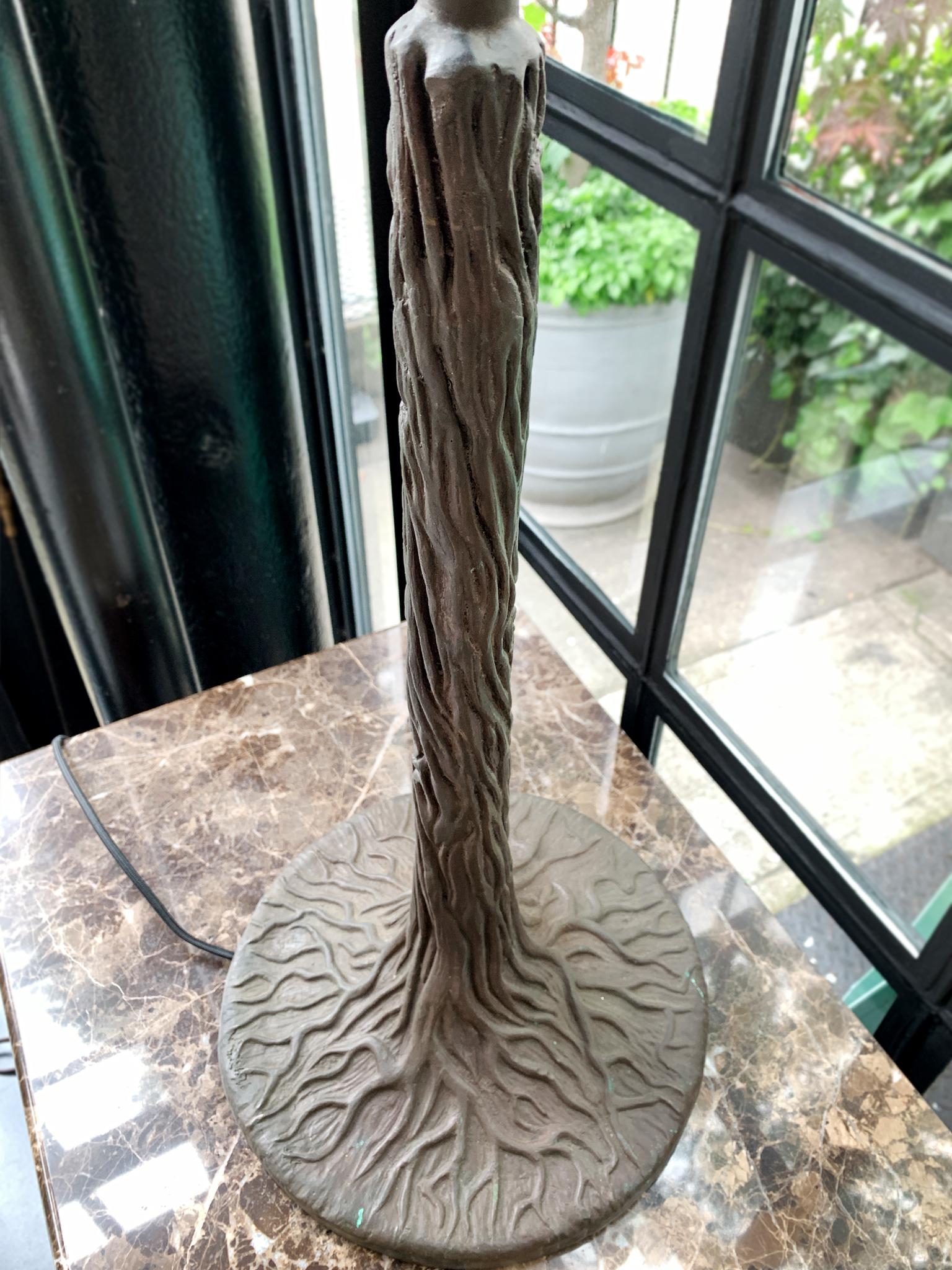 20th Century Tall Cast Iron Tree Form Table Lamp 3