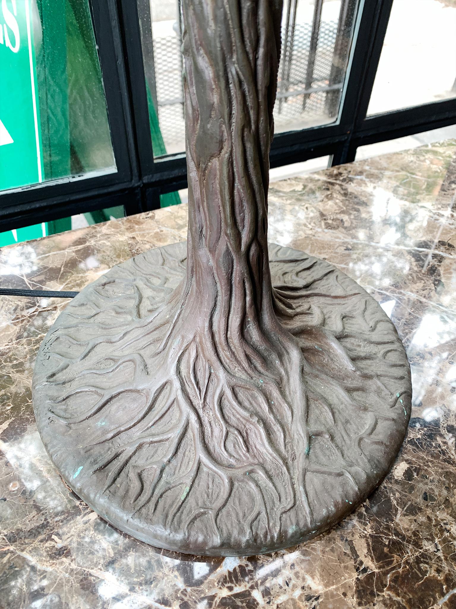 20th Century Tall Cast Iron Tree Form Table Lamp 4