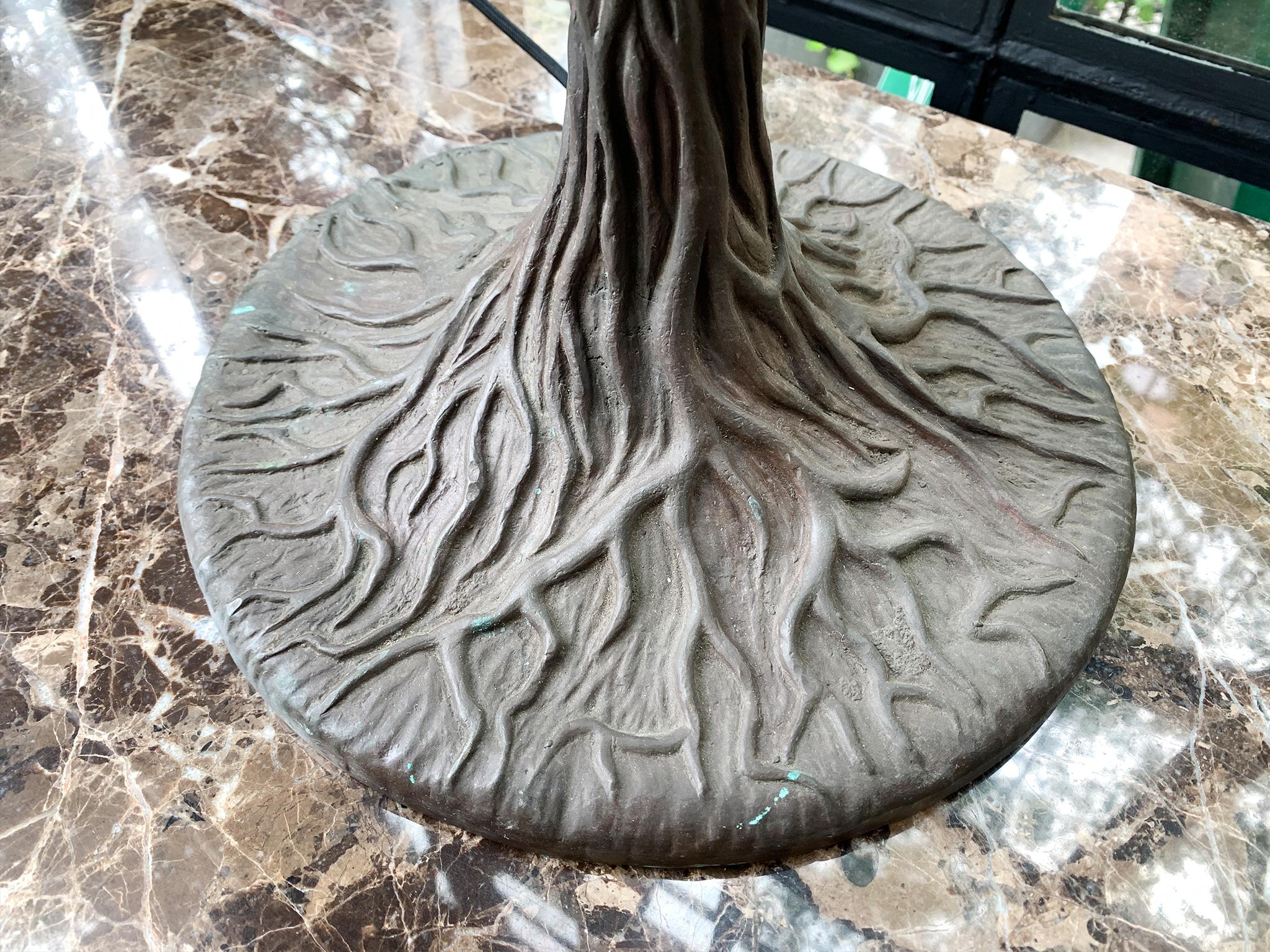 20th Century Tall Cast Iron Tree Form Table Lamp 5