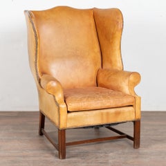 20th Century Tall Wing Back Vintage Leather Armchair from Denmark