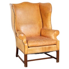 20th Century Tall Wing Back Vintage Leather Armchair from Denmark