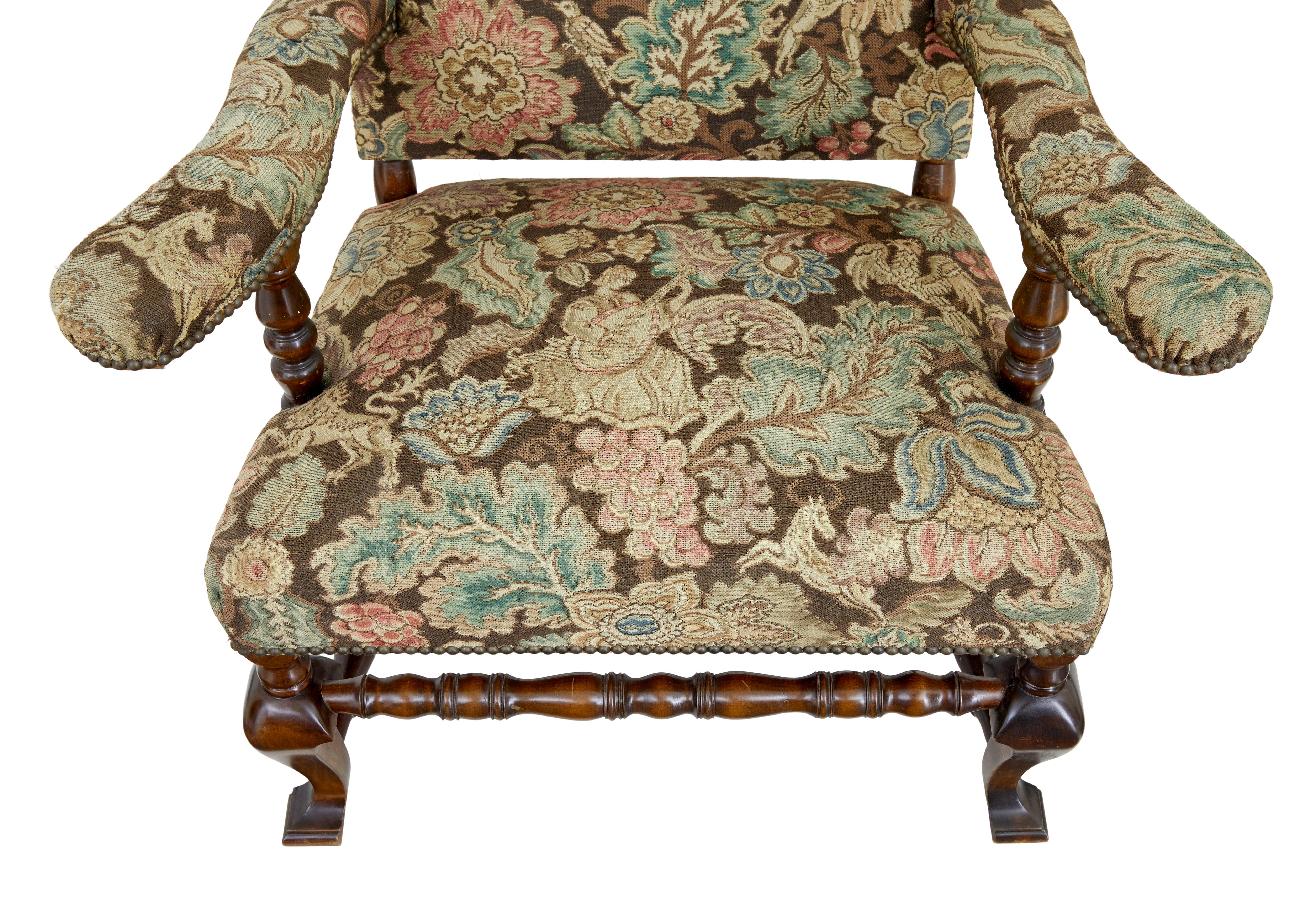 Tapestry 20th century tapestry wingback armchair For Sale
