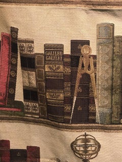20th Century Tapestry with Globes, Hourglasses, Clocks and Books