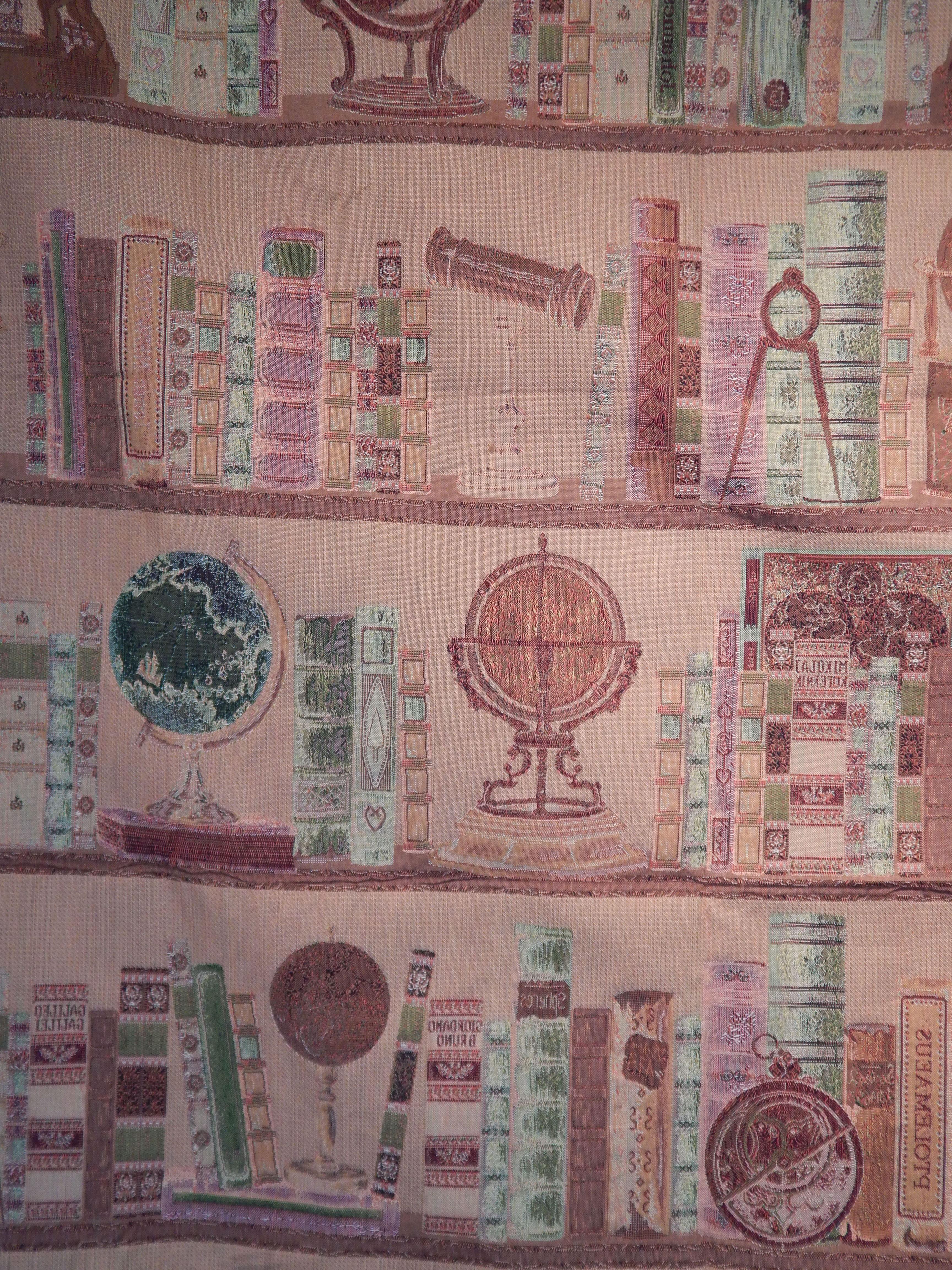 20th Century Tapestry with Globes, Hourglasses, Clocks and Booksh For Sale 7