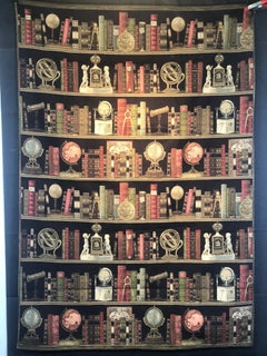 20th Century Tapestry with Globes, Hourglasses, Clocks and Booksh