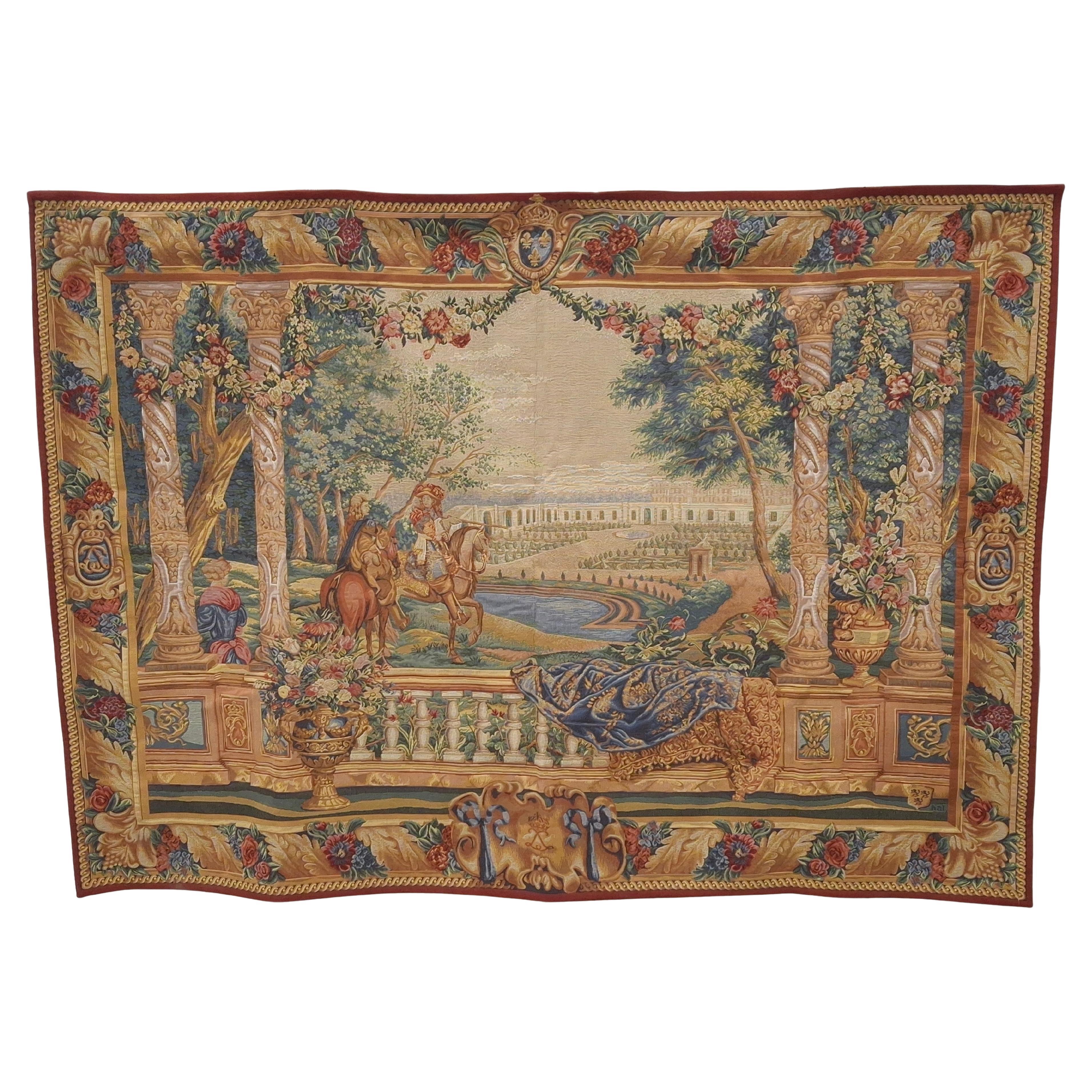 20. Jahrhundert Tapisserie d
Halluin Frankreich Aubusson-Stil Wandteppich im Angebot