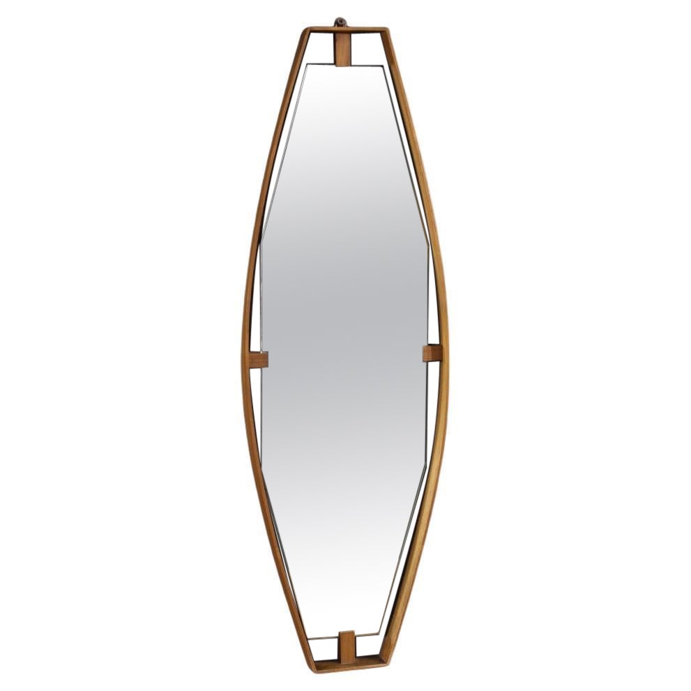 20th Century Teak Wood Italian Design Mirror, 1960 For Sale