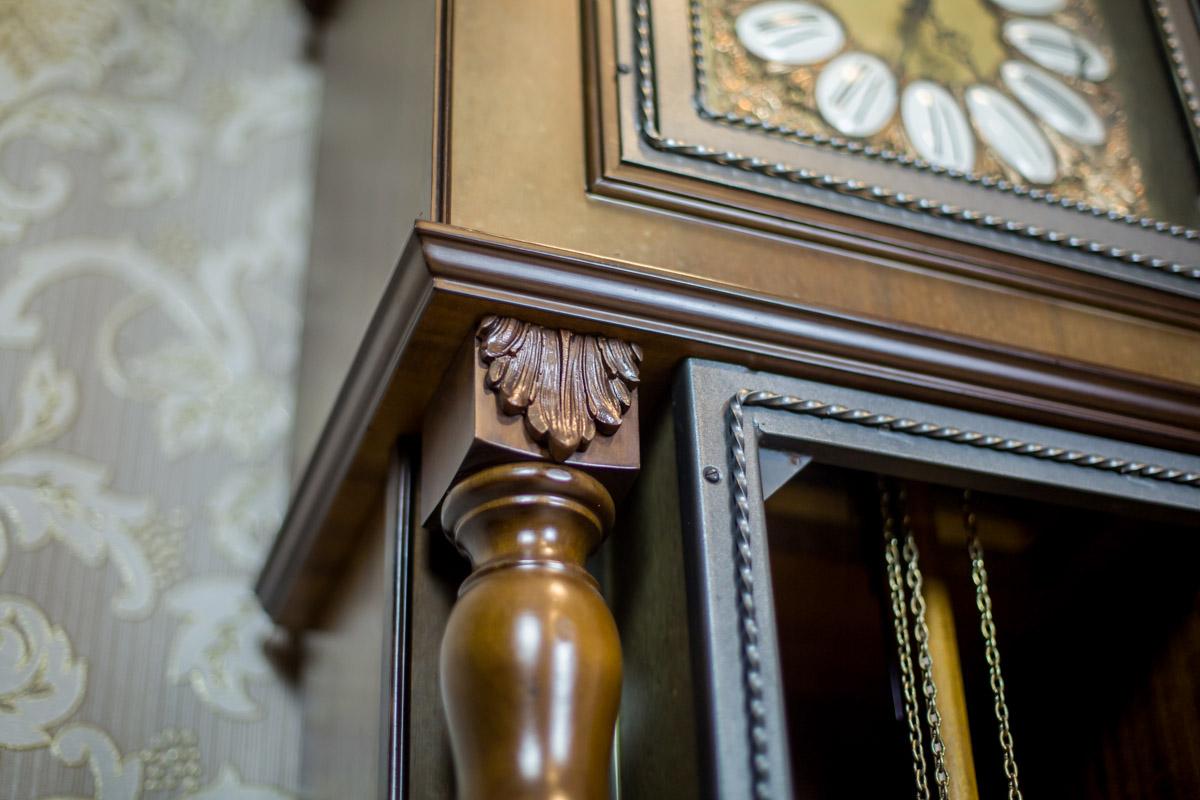 Hardwood 20th Century Tempus Fugit Grandfather Clock with a Chime For Sale