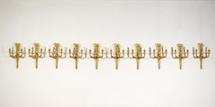 20th century, Ten France Two-light Gilt Bronze Sconces
