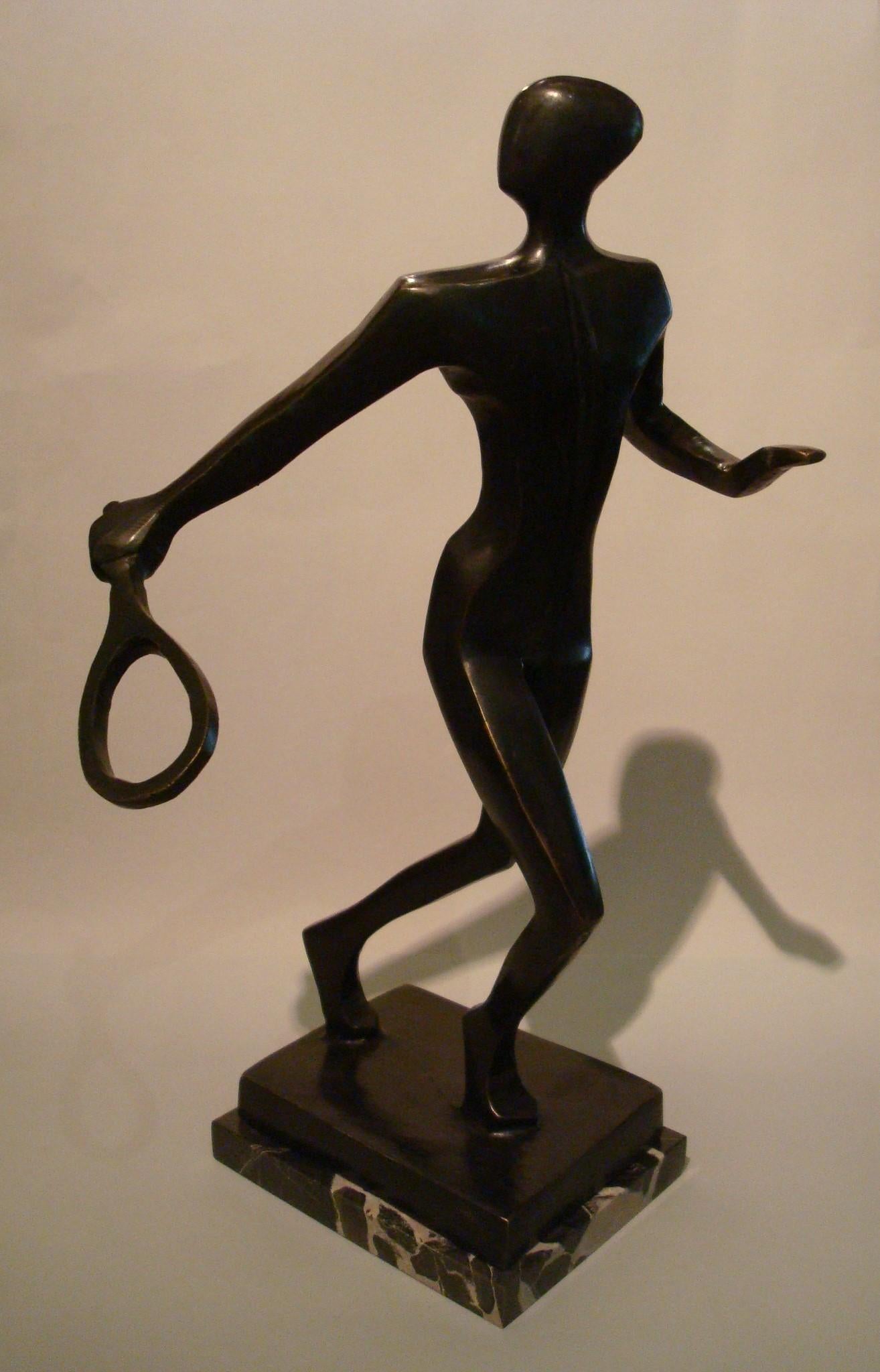 Mid-Century Modern 20th Century Tennis Player Bronze Sculpture / Trophy, Italy, 1930s For Sale